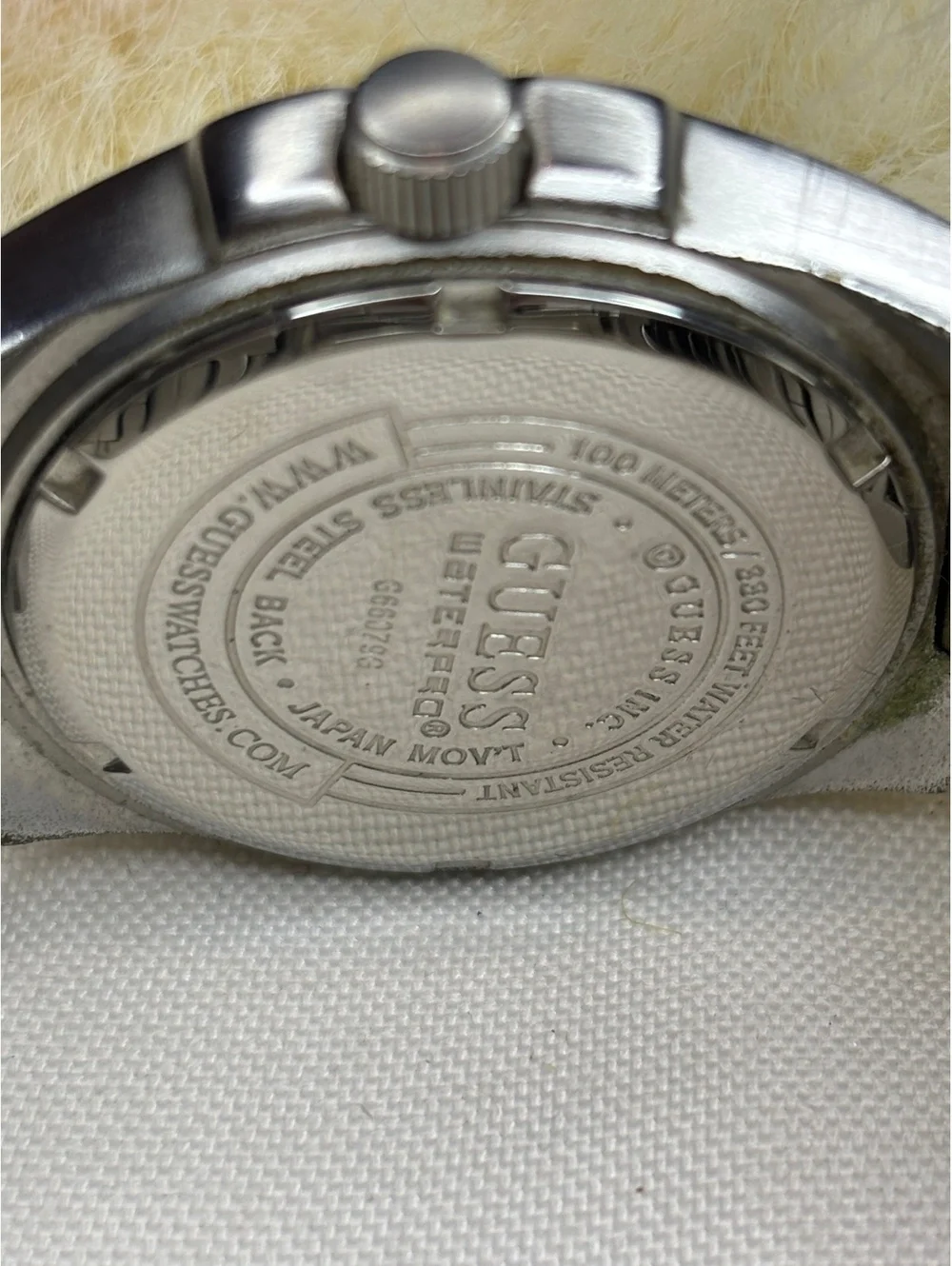Guess Stainless Steel Men's Wristwatch with Day and Date Display